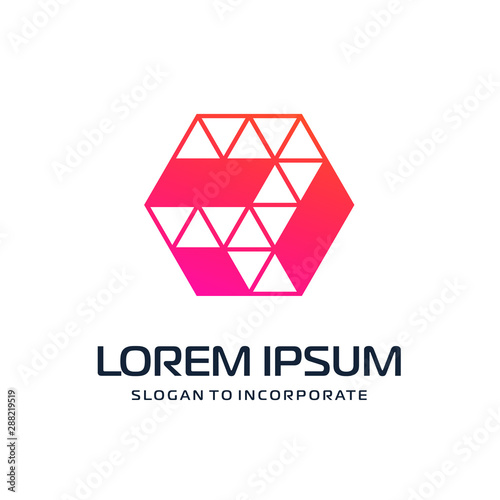 Letter R abstract Logo Template. construction concept. digital technology logo - vector