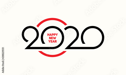 Happy New Year 2020 Text Design Lettering, Vector Logo illustration.