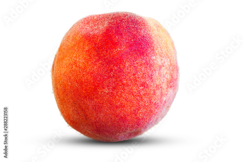 Peach close-up on a white background. Isolate.