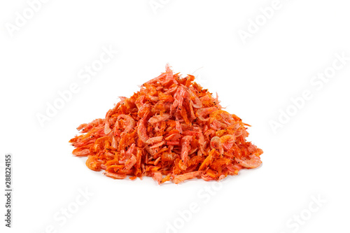 Heap of dried shrimp isolated on white background