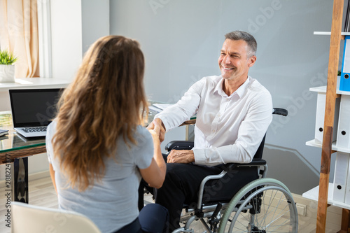 Businesswoman Shaking Hands With Her Colleague