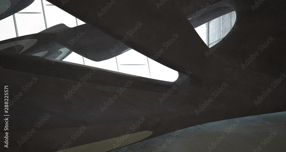 Empty dark abstract brown concrete room smooth interior. Architectural background. 3D illustration and rendering Empty dark abstract brown concrete room smooth interior. Architectural background. 3D illustration and rendering