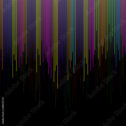 Background with colorful lines, stripes on black background