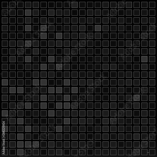 Black background with squares, vector geometric pattern