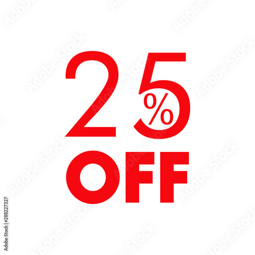 Logotipo con texto 25 por ciento con OFF horizontal en color rojo