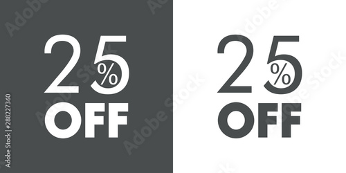 Logotipo con texto 25 por ciento con OFF horizontal en gris y blanco