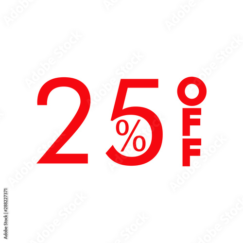 Logotipo con texto 25 por ciento con OFF vertical en color rojo