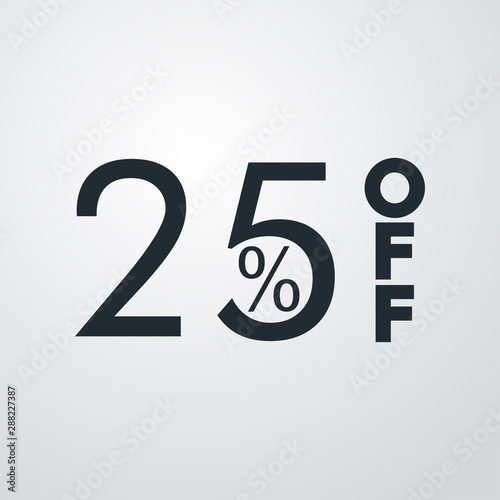 Logotipo con texto 25 por ciento con OFF vertical en fondo gris