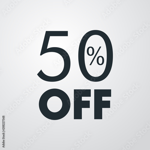Logotipo con texto 50 por ciento con OFF horizontal en fondo gris