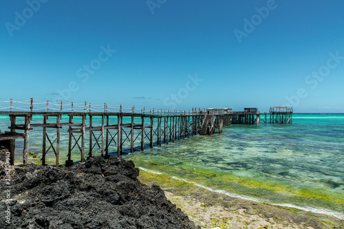 Long and old wooden pier