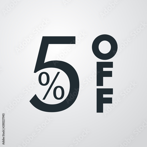 Logotipo con texto 5 por ciento con OFF vertical en fondo gris