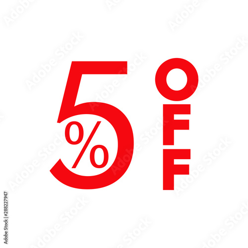Logotipo con texto 5 por ciento con OFF vertical en color rojo