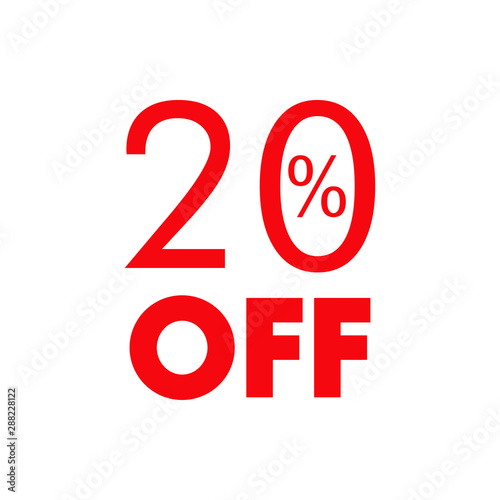 Logotipo con texto 20 por ciento con OFF horizontal en color rojo