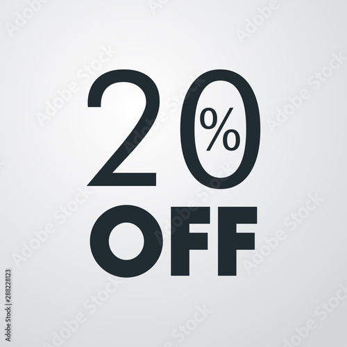 Logotipo con texto 20 por ciento con OFF horizontal en fondo gris