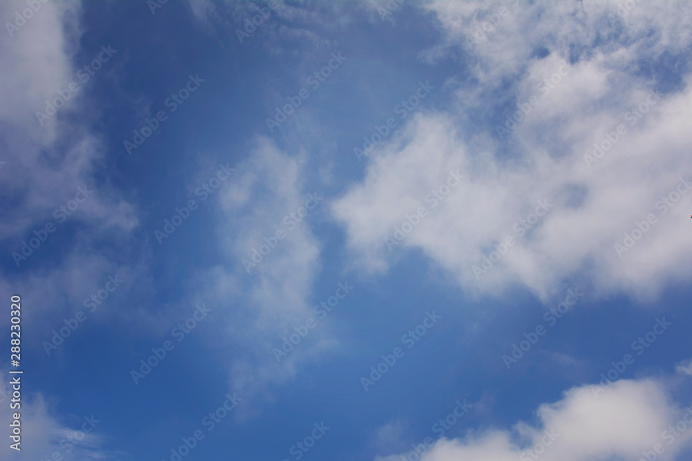 Sunny day white clouds blue sky background texture