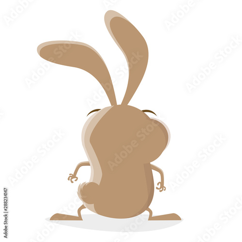 funny cartoon illustration of the backside of a crazy rabbit