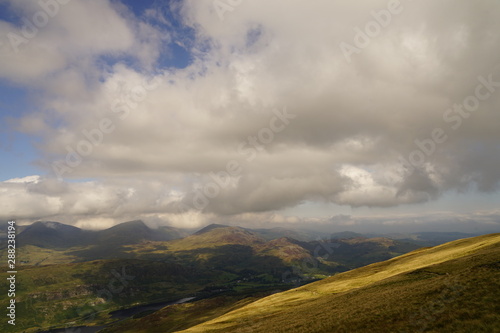 High Mountain Range with Brilliant Blue Sky and Clouds - Wales UK