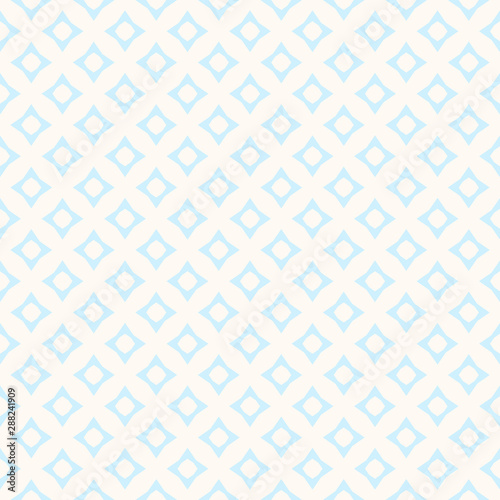 Cute vector seamless pattern with small diamond shapes. Light blue and beige