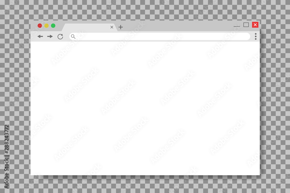 Browser window in mockup style. Empty website page. Mockup screen of browser window. Web page in flat style. Computer interface with tab. vector - obrazy, fototapety, plakaty 