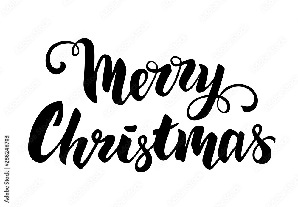 Merry christmas hand drawn lettering for greeting card