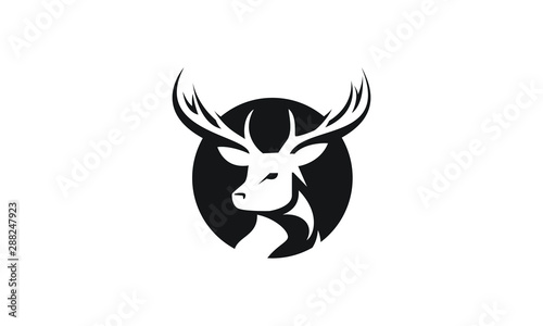 Head Deer logo with round shape, Dear logo vector, Hunting Symbol Logo Vector,  Deer logo vector, Dear Logo Style isolated on white background