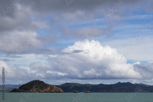 view from boat of Bay of Islands, New Zealand © Tomtsya