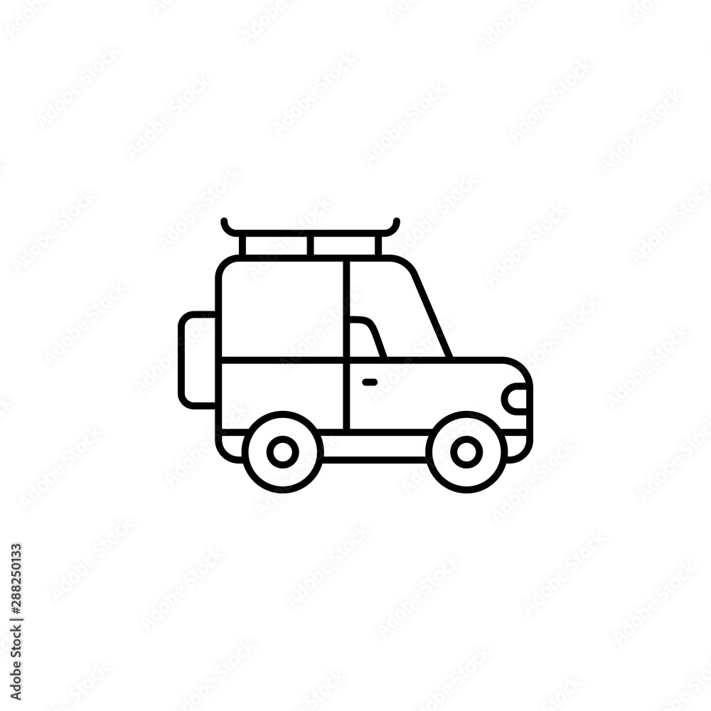 jeep line icon. Element of jungle for mobile concept and web apps illustration.