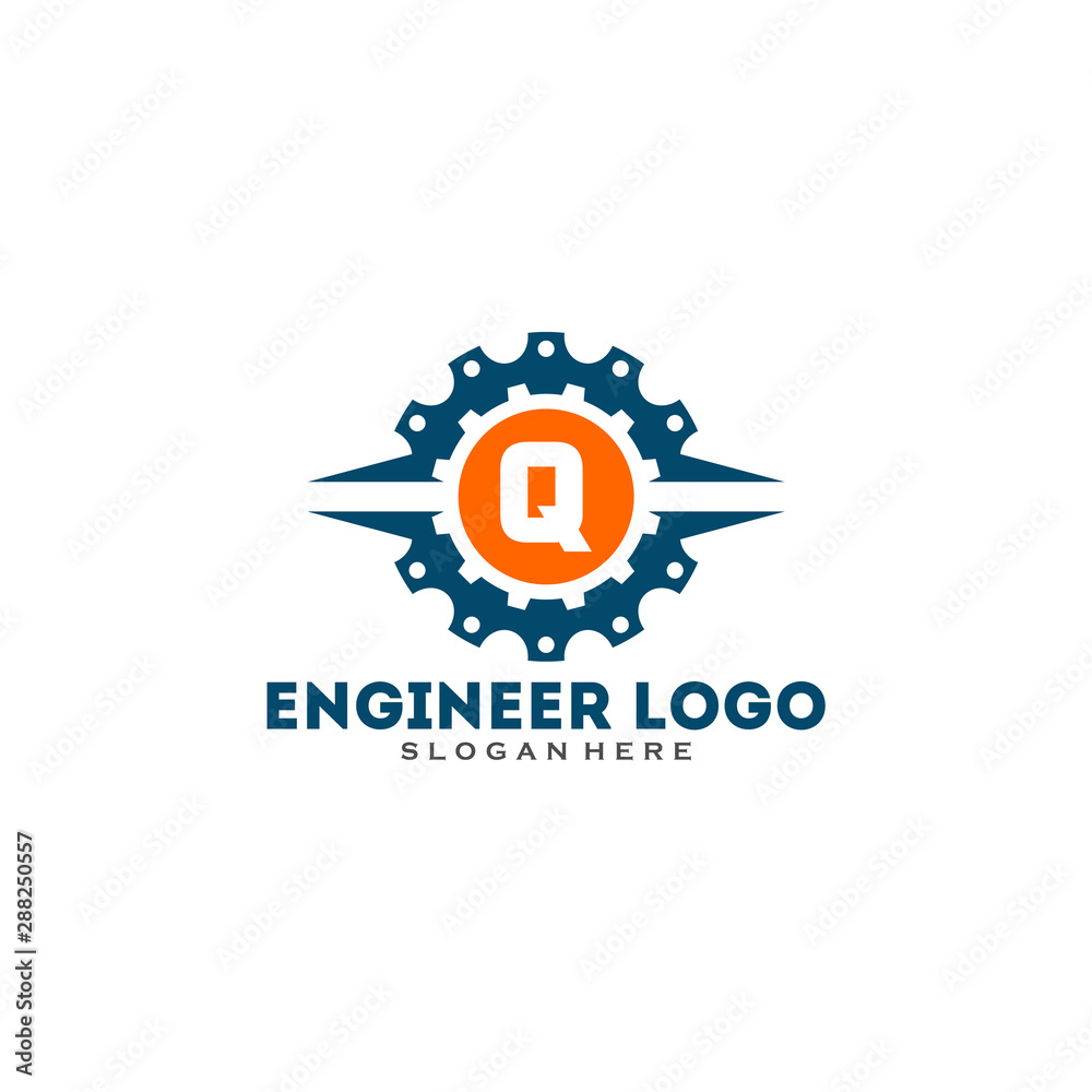 Initial letter Q logo with Gears sign. Gear Vector Template. Initial letter Q logo with Gears sign. Gear Vector Template.