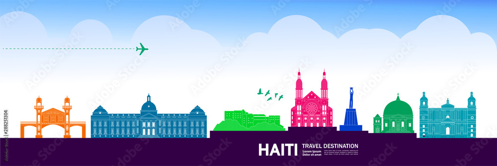 Haiti travel destination grand vector illustration.