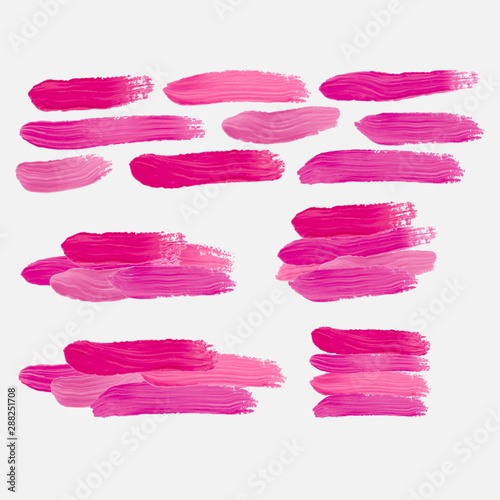 Paint brush pink vector set 