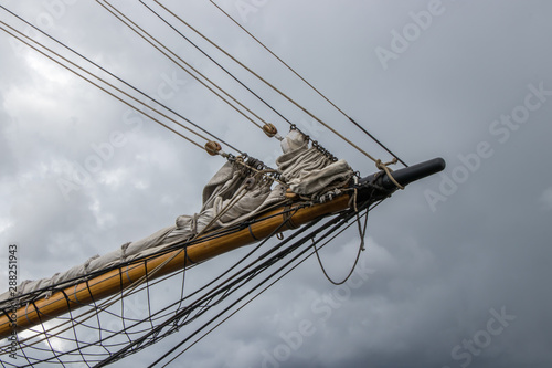bowsprit on a wooden tall ship photo