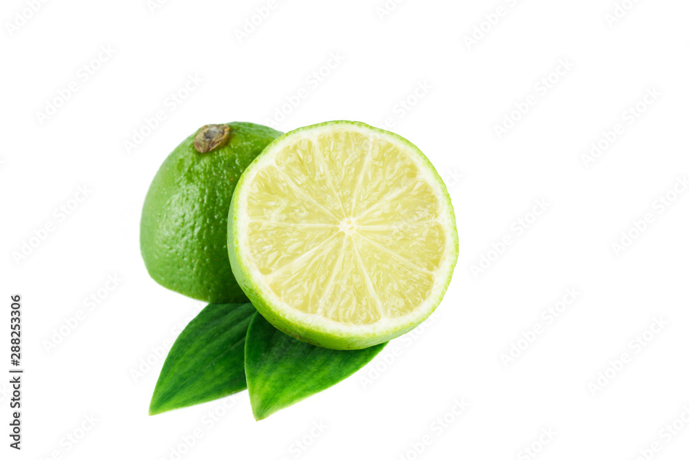 Isolated lime. Two cut limes isolated on white background Isolated lime. Two cut limes isolated on white background