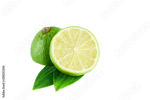 Isolated lime. Two cut limes isolated on white background