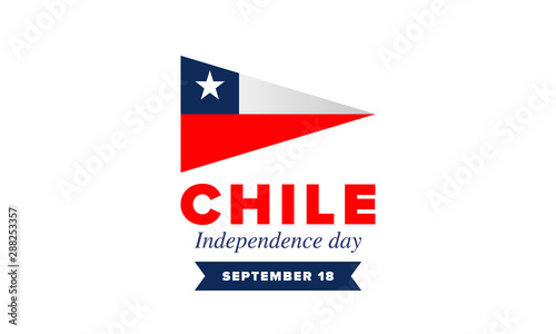 Chile Independence Day. Happy national holiday Fiestas Patrias. Freedom day. Celebrate annual in September 18. Chile flag. Patriotic chilean design. Poster, card, banner, template, background. Vector