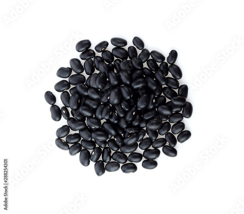 Black beans on white background photo