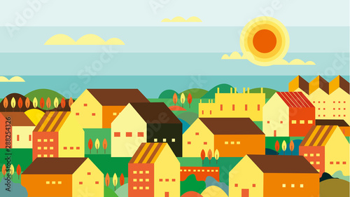 city flat background at afternoon