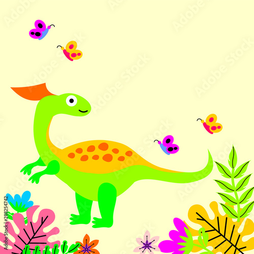 Cute Cartoon Dinosaur Background Pattern Stock Vector