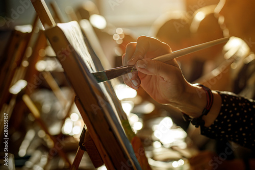 artist brush on canvas