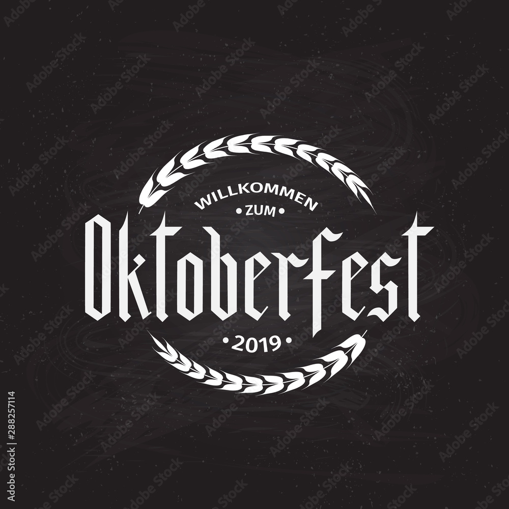Oktoberfest fraktur font gothic lettering on chalkboard bacground