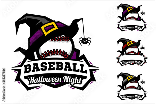 Baseball ball halloween hat logo vector