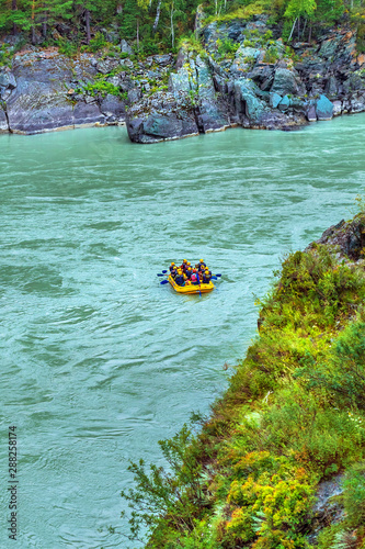 Rafting on the Katun river. The Village Of Chemal, Altai Mountains,Russia