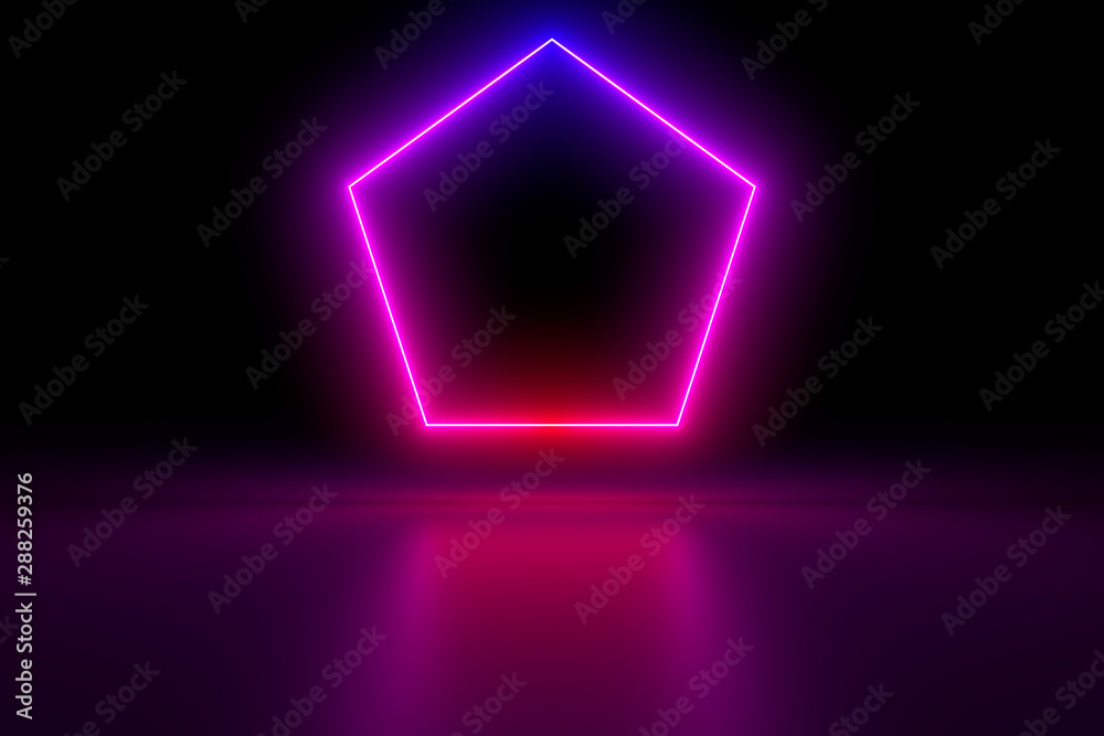 Colored luminous geometric shape on a black background. Colored luminous geometric shape on a black background.