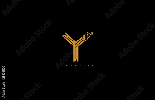Text Initial Y Linear luxury flourishes ornament Monogram Logo
