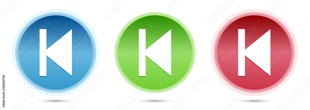 Previous track icon glass round buttons set illustration Previous track icon glass round buttons set illustration
