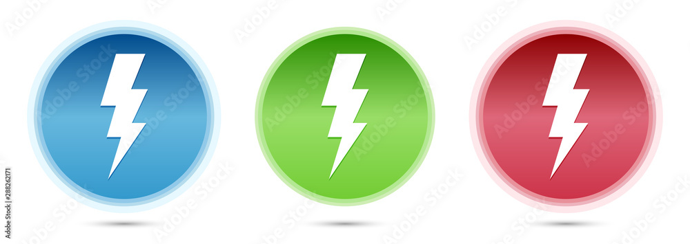 Lightning bolt icon glass round buttons set illustration Lightning bolt icon glass round buttons set illustration