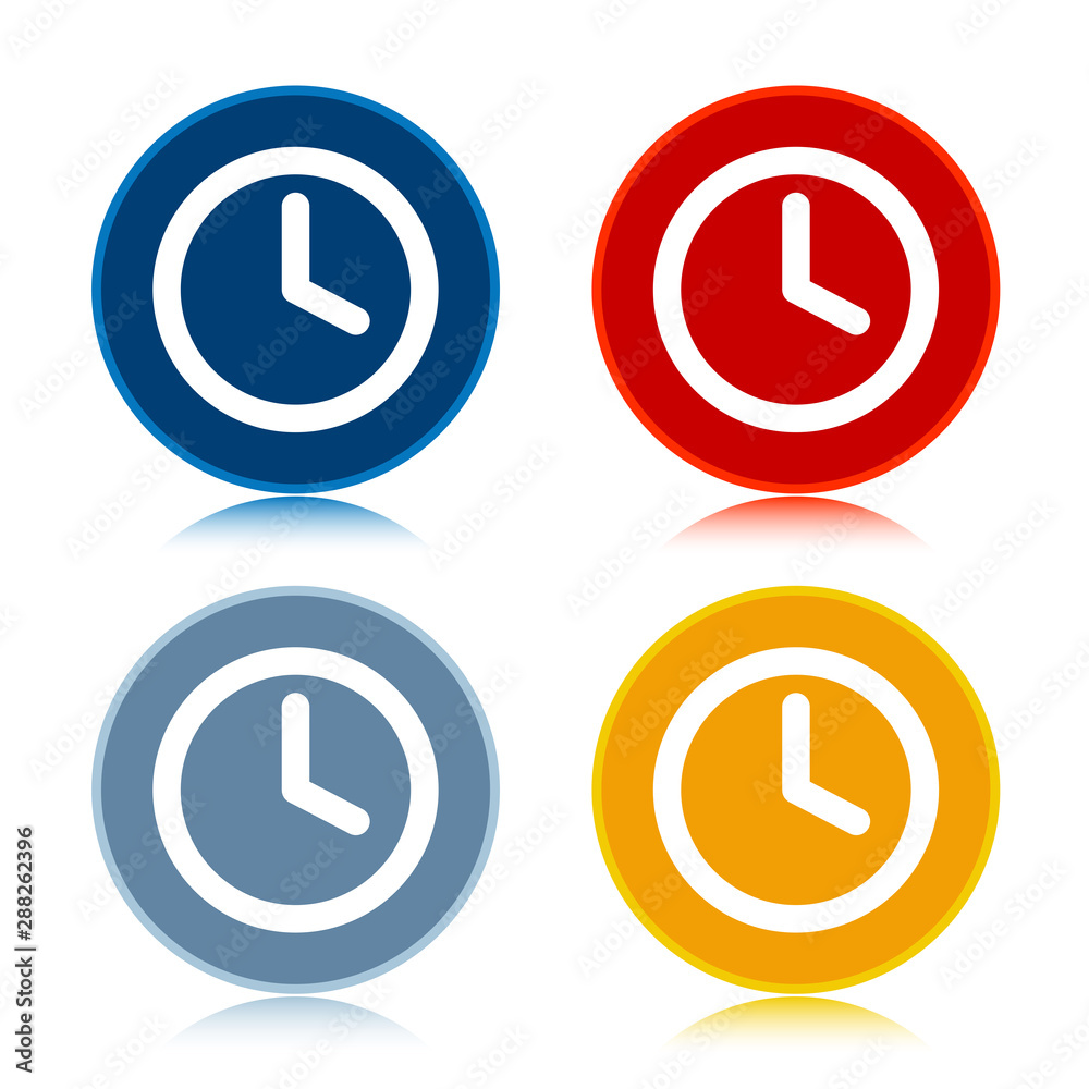 Clock icon trendy flat round buttons set illustration design Clock icon trendy flat round buttons set illustration design