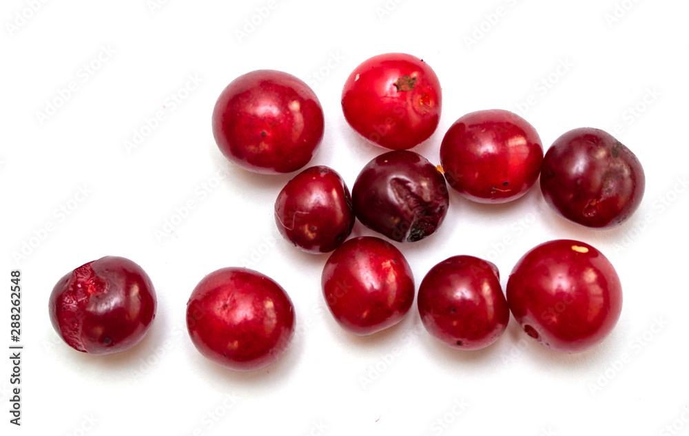 Berries of red cherry, cranberries, lingonberries on a white background. Berries of red cherry, cranberries, lingonberries on a white background.