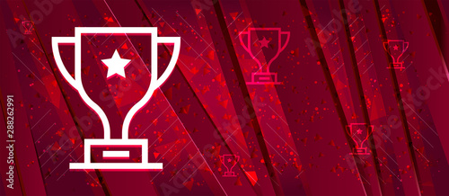Trophy icon Abstract design bright red banner background