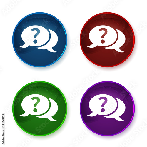 Question mark bubble icon shiny round buttons set illustration