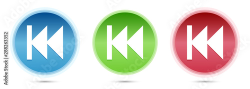 Previous track playlist icon glass round buttons set illustration